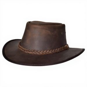 Brown Leather Cowboy Hat with Braided Band