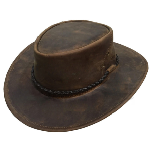 Brown Leather Cowboy Hat with Braided Band